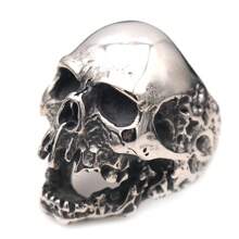 CIREY 1 Stück Retro Herren Ring aus Titan-Stahl, Edelstahl Totenkopf Ring
