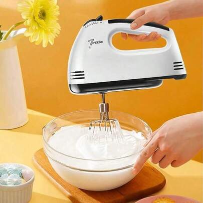 Batidora de mano eléctrica de 7 velocidades Batidora manual eléctrica multifuncional, minibatidora con asa, batidor automático portátil para mezclar huevos, nata y hacer masa de pasteles, máquina mezcladora de alimentos con 7 velocidades,navidad