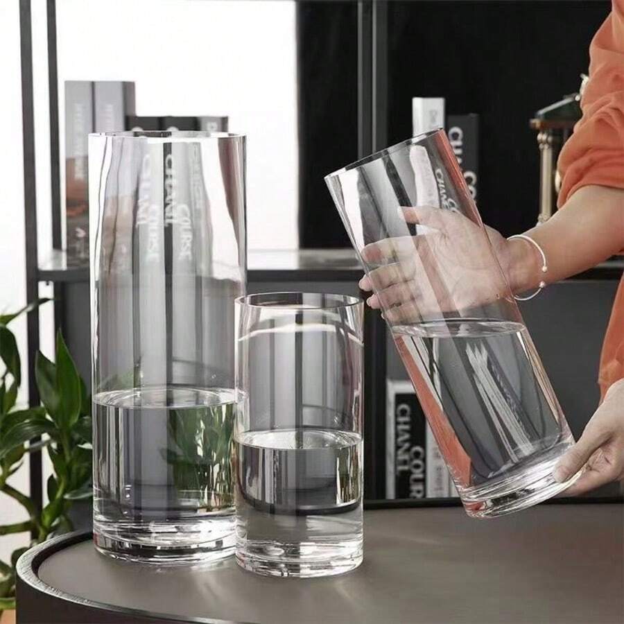 1 Bình hoa trong suốt, Bình Acrylic tối giản hiện đại đựng hoa tươi và cây, Bình hoa để sàn không vỡ, Trang trí bàn trong nhà, Bình đựng cây thủy sinh - Trong sáng - Xem 1