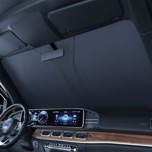 Car Sun Shade Board, Anti-UV Heat-Insulating Light-Blocking Sun Visor Curtain For Front Windshield, Parking Sunshade Accessory - Black - View 3