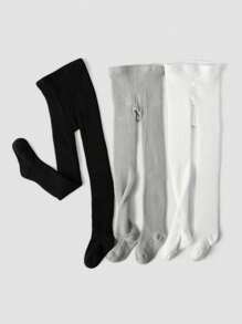 3 Pairs Girls Thermal Lined Tights, Stretchy Soft Warm Leggings, Suitable For Autumn/Winter Daily Wear, Back To School, Travel, Holidays - Random Colors