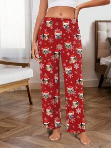 Printstory 定制女士睡裤，新颖独特，情侣肖像、个性化换脸、宠物换脸 - 圣诞节和节日偶像粉丝周边商品 - 彩色 - 查看 5