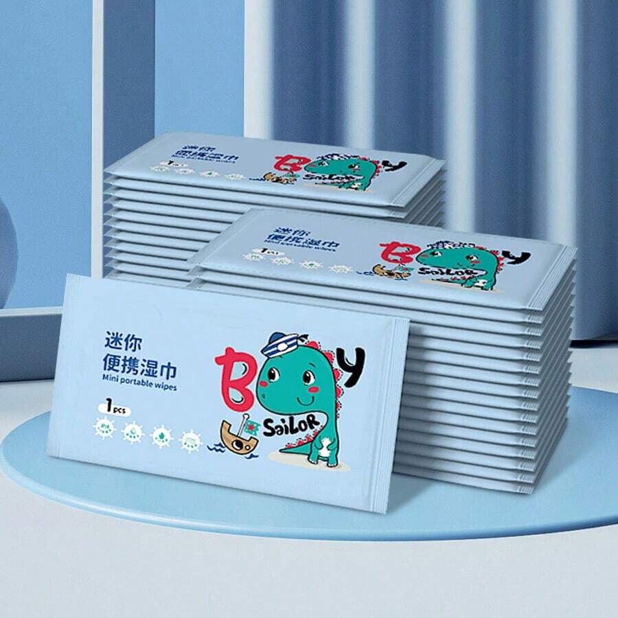 Daily Cleaning Mini Wet Wipes, Small Portable Wet Tissue, Hand & Mouth Cleaning Wet Wipes - Multicolor - View 1