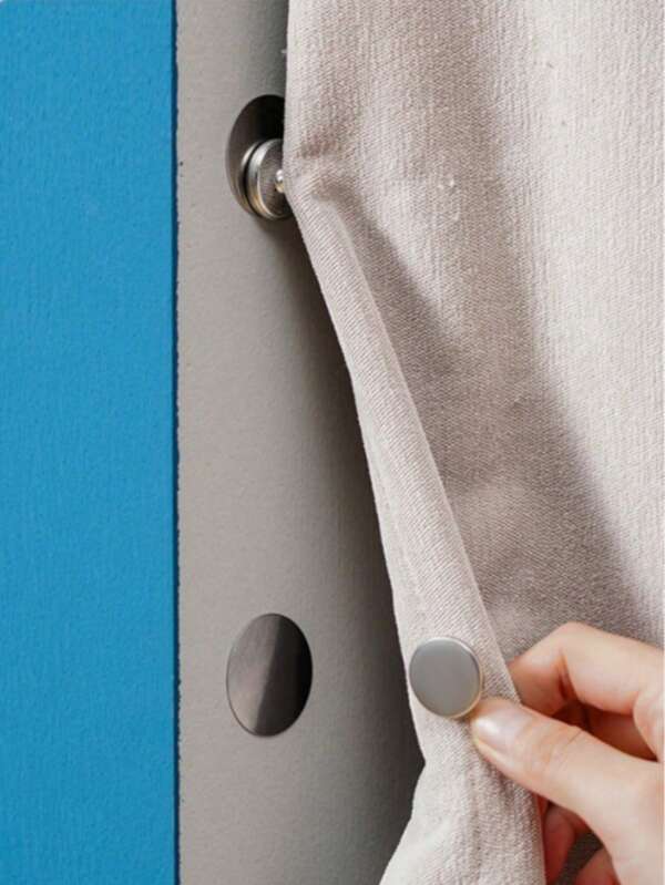 10pcs/Set Bathroom Shower Curtain Magnetic Hooks Fasteners, No-Leak Snap Closure, Simple Round Magnetic Curtain Clips, Strong Magnetic Metal Tie Bands, Removable Magnetic Hooks