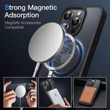JETech Magnetic Case For IPhone 15 Pro 6.1 Inch Compatible, Slim Matte Translucent Back Shockproof Cover (Black) - 黑色 - 查看 3