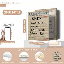 1pc Unframed Guest Check Fa Wall Art, Chef Is Lovely Would Eat Here Again, This Must Be The Place, Guest Check, Red Chef Art Prints, Posters Guest Check, Canvas Wall Decor For Living Room, Bedroom Posters,Wall Art,Room Decoration Stuff,Modern,Quotes(Optional Frame)