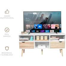 Mueble para TV Rack Moderno, Centro de Entretenimiento con Cajones y Entrepaños Organizadores, Mueble TV Nórdico Color Blanco y Madera Beige - 1 - Ver 6