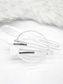 4/1pc Transparent Glass Face Mask Bowl Set, Soft Bristle Silicone Brush Stirring Rod, Beauty Salon Dedicated Facial Care Spa Mask Mixing Tools