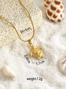 1 Peça Colar Elegante e Luxuoso com Pingentes em Forma de Tartaruga do Mar, Estrela-do-Mar e Concha, Banhado a Ouro 18K, Aço Inoxidável, À Prova D'água, Elegante e Versátil, Adequado para Mulheres