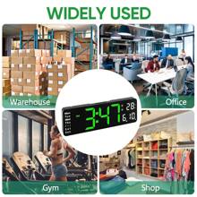 TRMVY 13/16 Inch Large Display Digital Wall Clock LED Digital Clock Time Temp Date Week Display Table Clock Wall-Mounted Dual Alarms LED Clocks, Timer, Automatic Dimming, For Home Living Room And Office Decoration