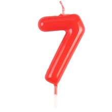 1 peça 6cm 0-9 número vela de aniversário vermelho número vela aniversário, para decoração de festa de aniversário bolo de aniversário, - Vermelho - Ver 9