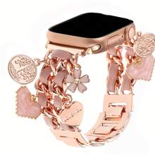 1 Stück elegantes metallisches Bandarmband kompatibel mit Apple Watch Ultra, SE & Serie 1-10, passend für 38mm-49mm Zifferblatt, charmantes gewebtes Leder-Schmuckarmband für Smartwatch, verstellbar, geeignet als Valentinstags-/Geburtstagsgeschenk (nur Armband) - Verschiedenfarbig - Übersicht 8