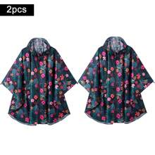 Women's Waterproof Hooded Rain Poncho-Plaid Pattern,Sportwear With Pockets & Zip Closure