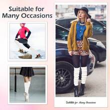 Long Leg Warmers Women 24 Inch Over Knee Knit Ribbed Leg Warmer Stirrup Yoga 80s Party Dance Ballet Supply - Putih - View 6