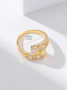 1pc Copper Material Multi-Cube Micro-Inlay Zirconia Ring, Ladies Daily Party Wear Finger Ring