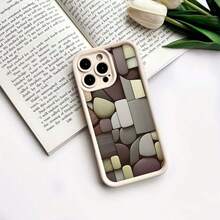 Abstract Geometric Shapes Composition Y2K Luxury Aesthetic Graphic Custom Phone Case For IPhone 16/16 Pro/16 Plus/16 Pro Max 15/14/13/12/11,Slim Fit Shockproof AntiScratch Phone Case With Camera Guard Ideal For Daily Party Use - Màu Đỏ Sâu - Xem 4