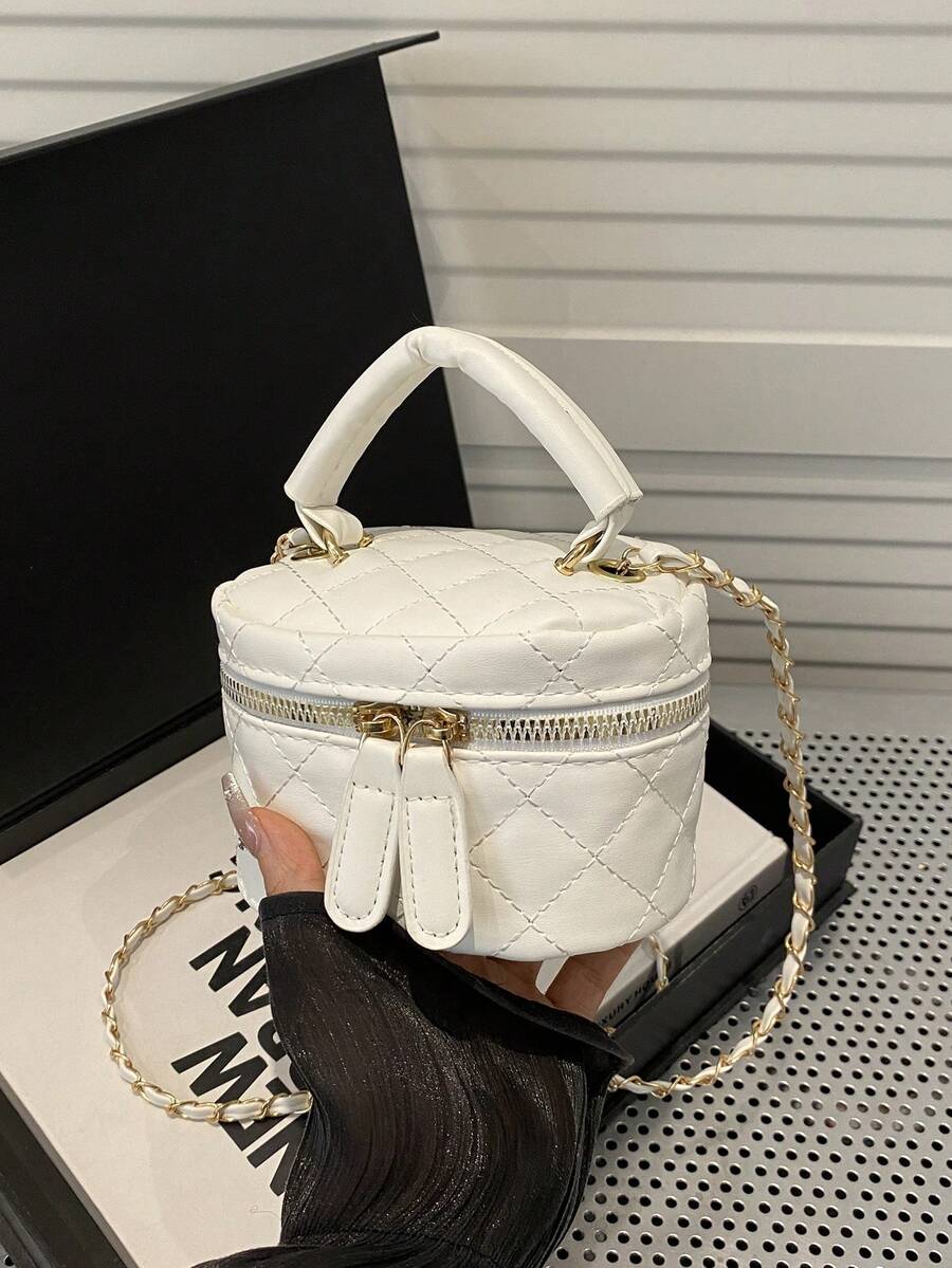 Bolso de cadena mini ligero, bolso acolchado, bolso cubo, adecuado para niñas, estudiantes universitarias y trabajadoras de oficina