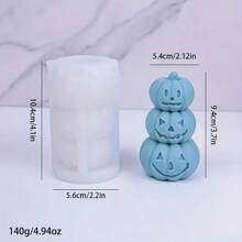 1 pieza Molde de silicona con forma de calabaza de 3 piezas, decoración del hogar de calabaza apilada DIY, vela, adorno de yeso, decoración de fiesta de Halloween con calabaza de cara divertida, molde flexible y duradero para hacer velas