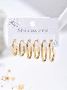Set de 6 aros de aro de acero inoxidable de calidad premium y minimalista