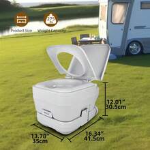 Portable Travel Toilet RV Potty 2.6 Gallon Detachable Tank & Handle Flush Pump - 1 - View 2