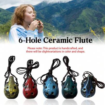 6-Hole Ceramic Flute Ceramic Handicraft Mini Ocarina Ceramic Crafts Musical Instruments