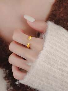 1 件时尚个性化简约精致锆石开口戒指，小众设计