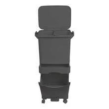 SP Berner Selective Sorting Recycling Bin With Pedal, Wheels And Handle, Triple Compartment, Anthracite Black, 42L (24L + 4L + 14L) - Dark Grey - View 5