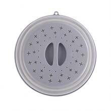 10 Inch Microwave Food Cover &Foldable Silicone Vegetable Washing Basket - Splatter Guard, Plate Holder & Kitchen Colander For Meal Prep, Charcoal.[Perfect Match] Microwave Food Cover And Mat 10"