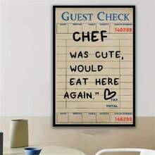 1pc Unframed Guest Check Fa Wall Art, Chef Is Lovely Would Eat Here Again, This Must Be The Place, Guest Check, Red Chef Art Prints, Posters Guest Check, Canvas Wall Decor For Living Room, Bedroom Posters,Wall Art,Room Decoration Stuff,Modern,Quotes(Optional Frame)