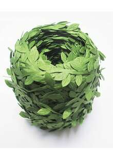 5-200米人造丝织物紫藤蔓带绿叶超声波切割叶子花环DIY配件，假植物 - 仿真綠葉藤條 - 查看 4