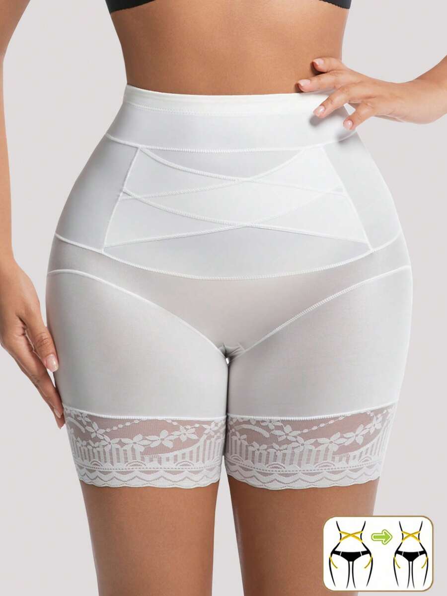 Pantalones de cintura alta estilizantes para posparto para mujeres, leggings moldeadores de control del estómago y entrenamiento de la cintura - Blanco - Ver 1