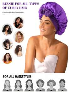 1pc Luxurious Satin & Silk Sleep Bonnet - Adjustable Tie Band For Unisex Hair Protection, Summer & Back To School - Multicolor - View 3