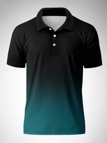 Herren Poloshirt mit Farbverlauf Muster, atmungsaktiv, Kurzarm