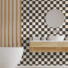 Retro Checkered Peel And Stick Wallpaper 70s Funky Checkered Contact Paper Geometric Waterproof Wallpaper Neutral Checkerboard Decor Bathroom Cabinet(Black Brown,9.8' X 15.75'') - Pink - View 11