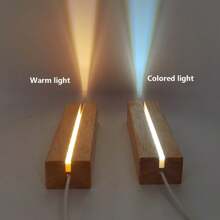 1pc Modern USB Powered Wooden LED Night Light, DIY Decor Light, Romantic Wooden LED Light, Wooden Light Base, Small Nightlight, USB Lamp, Bedside Lamp, Ornament Light, Novelty Light, Art Decor Light, Crystal/Glass Decor Light (Only Selling Illuminating Base). Suitable For Glass Art And Resin Decor, Birthdays, Parties, Holiday Decoration. With Switch, 5V, 1A