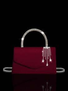 Nuevo bolso de noche elegante y de moda, bolso de fiesta brillante con rhinestones, bolso de mujer con colgante de rhinestones exquisito, set de 3 piezas con collar, aretes y pulsera de rhinestones brillantes, adecuado para fiestas, banquetes y bailes