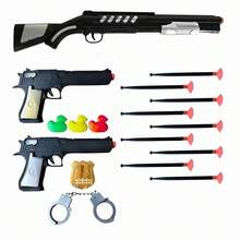 Brinquedo Pistola E Lança Dardos C/ Acessórios Kit 17 Peças - Preto - Visão 1