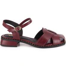 Vitrine shoes Flat Sandals Low Heel Closed Casual Showcase Shoes Baroque Vintage Elegant PU Leather Buckle - 紅木色 - 查看 2