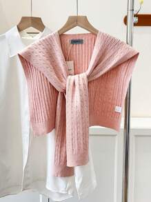 1pc Women Solid Color Crochet Pattern Dopamine Design Candy Color Bright Scarf Shawl