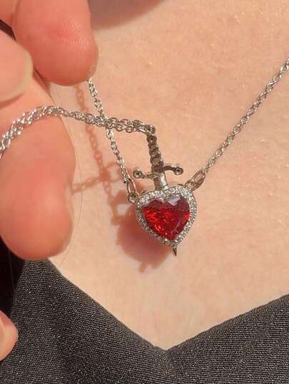 2 chiếc vòng cổ mặt trái tim và thánh giá thanh lịch cho bạn thân/cặp đôi, đính đá giả, thích hợp cho lễ hội, kỷ niệm, quà tặng sinh nhật cho chị em gái, bạn gái