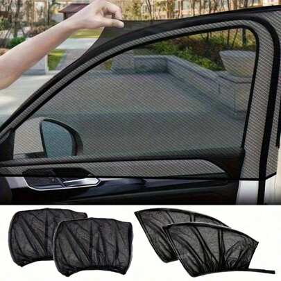 2pcs/4Pcs/Sets Car Sunshade Screen Anti-Mosquito Insulation Ultraviolet Protective Glass Sunscreen Net Reflective Awning Protective Window Film Sedan SUV