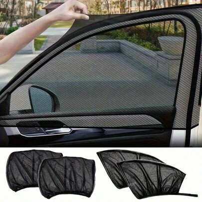 2pcs/4Pcs/Sets Car Sunshade Screen Anti-Mosquito Insulation Ultraviolet Protective Glass Sunscreen Net Reflective Awning Protective Window Film Sedan SUV