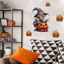 1 件自粘 PVC 墙贴，巫师南瓜图案墙贴，适用于万圣节家居装饰、客厅、卧室、办公室、节日礼物万圣节装饰秋季装饰房间装饰墙壁装饰贴纸墙贴万圣节装饰万圣节装饰