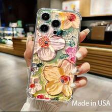 Funda con diseño de cerezas y flores coloridas, compatible con phone 12, 13, 14, 15, 16 Pro, X, XS y 11 - transparente - Ver 1