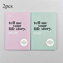 2pcs "Tell Me Your Story" Family Heritage Diaries - Parents' Guide Memory Books, English Language Commemorative Diaries | Perfect Gifts For Mother's Day, Father's Day, Birthdays, Christmas,School Supplies,Back To School