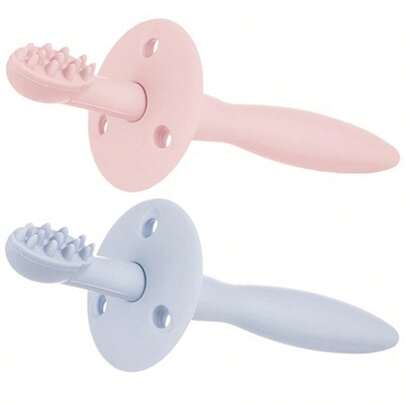  Cepillo de silicona y protector para encías y primeros dientes. Canpol Babies-Rosa