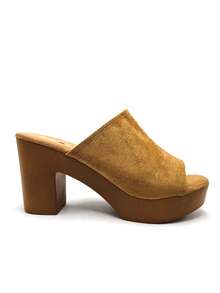 Women Wood Grain Platform Slippers Wedges, Open Toe Casual Slide Sandals, Fashionable Mule Heeled Shoes - Unta - View 6