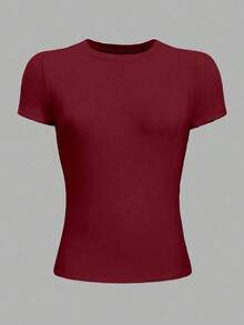 Women T-Shirts - Wine Red - View 2
