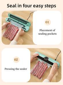 HYUNDAI Vacuum Sealer With 80Kpa Precision Suction Power, Food Sealer With Digital Timer, Dry & Moist Food Modes, Compact Design With 10 Vacuum Bags