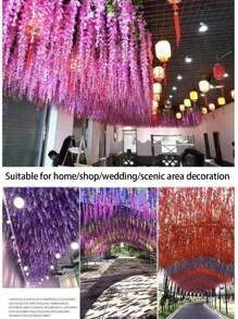 50 PIEZAS Guirnalda colgante de flores de seda de Wisteria artificial, decoración floral colgante perfecta para bodas, fiestas, cumpleaños, Navidad y hogares